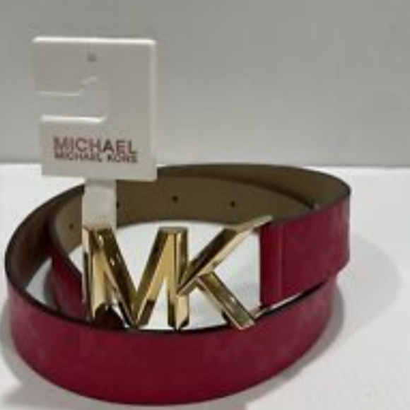 Michael kors ladies golden hardware logo belt main image 2